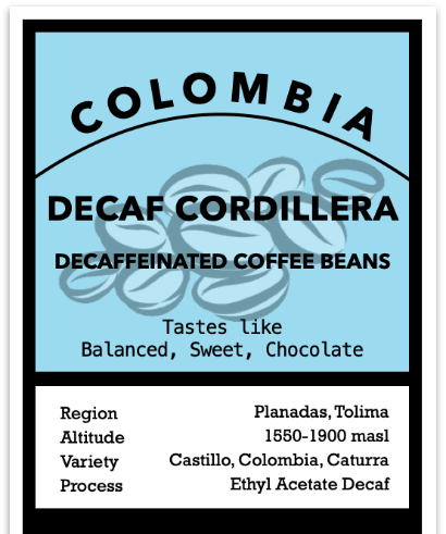 Colombia Decaffeinated coffee beans from The Town Roaster