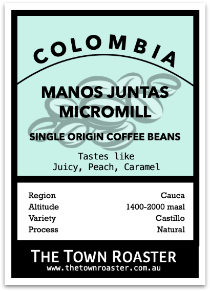 The Town Roaster Single Origin Colombia Manos Juntas coffee beans