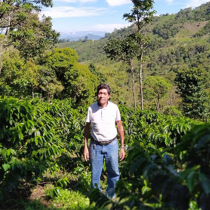 Coffee farmer on the Vista Hermosa coffee farm for Blue Skull coffee