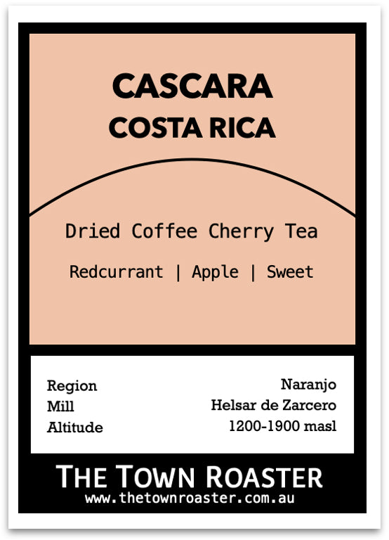 The Town Roaster Cascara coffee cherry tea from Costa Rica Helsar de Zarcero Micromill