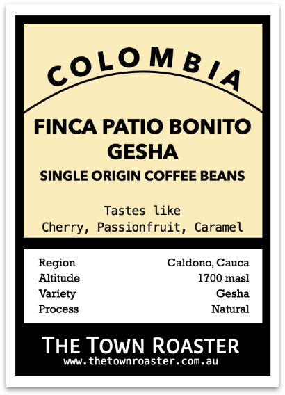 The Town Roaster Colombia Gesha Filter roast coffee beans