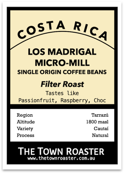The Town Roaster Single Origin Filter roast Costa Rica Los Madrigal coffee beans