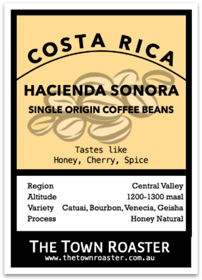 The Town Roaster Single Origin Costa Rica Hacienda Sonora coffee beans
