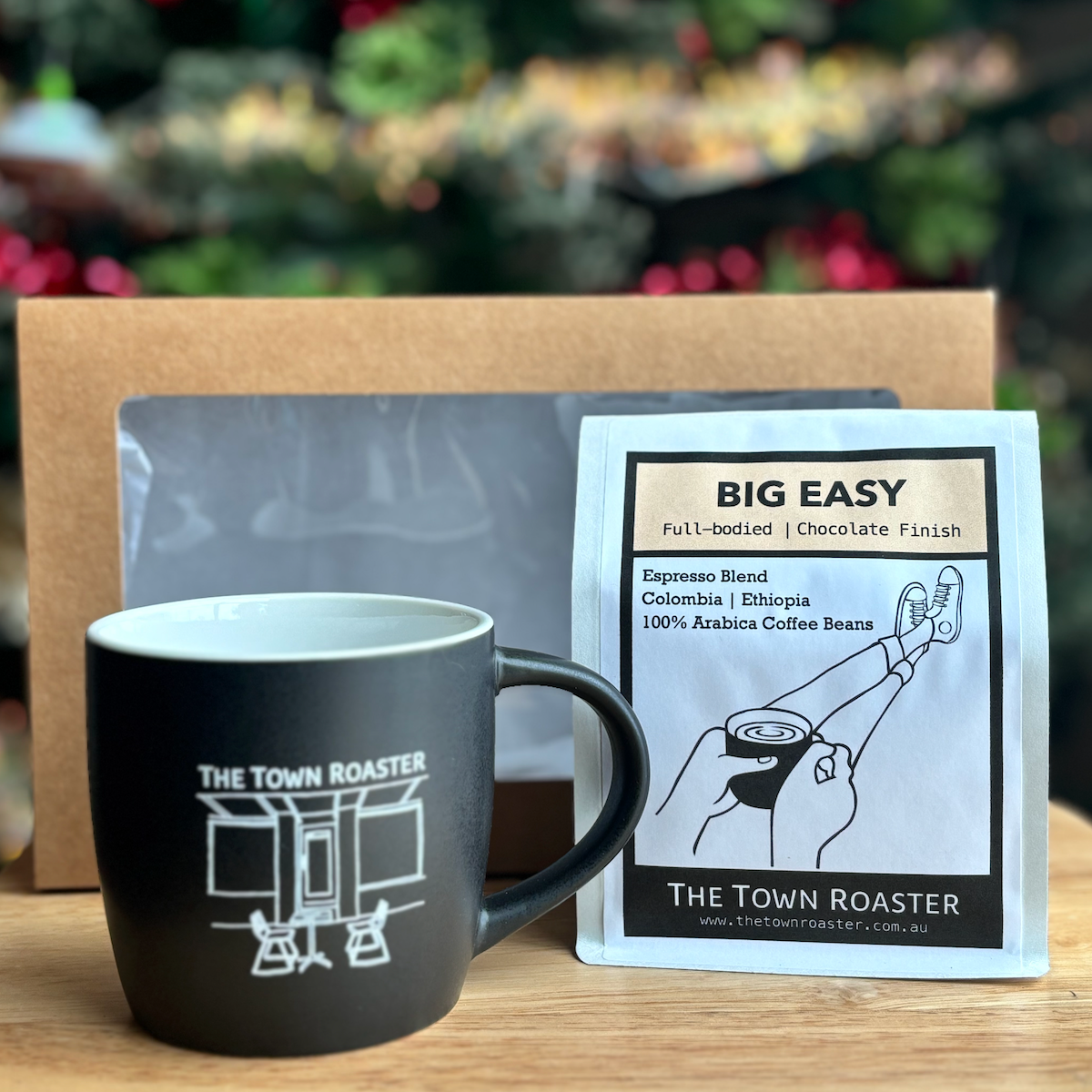 Coffee Gift Box with Mug and Big Easy Espresso Blend Coffee beans from The Town Roaster