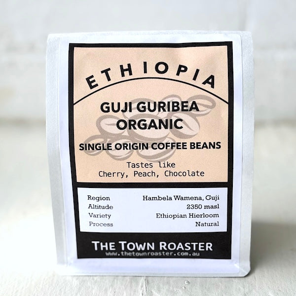 The Town Roaster Single Origin Organic coffee beans from  Ethiopia Guribea 