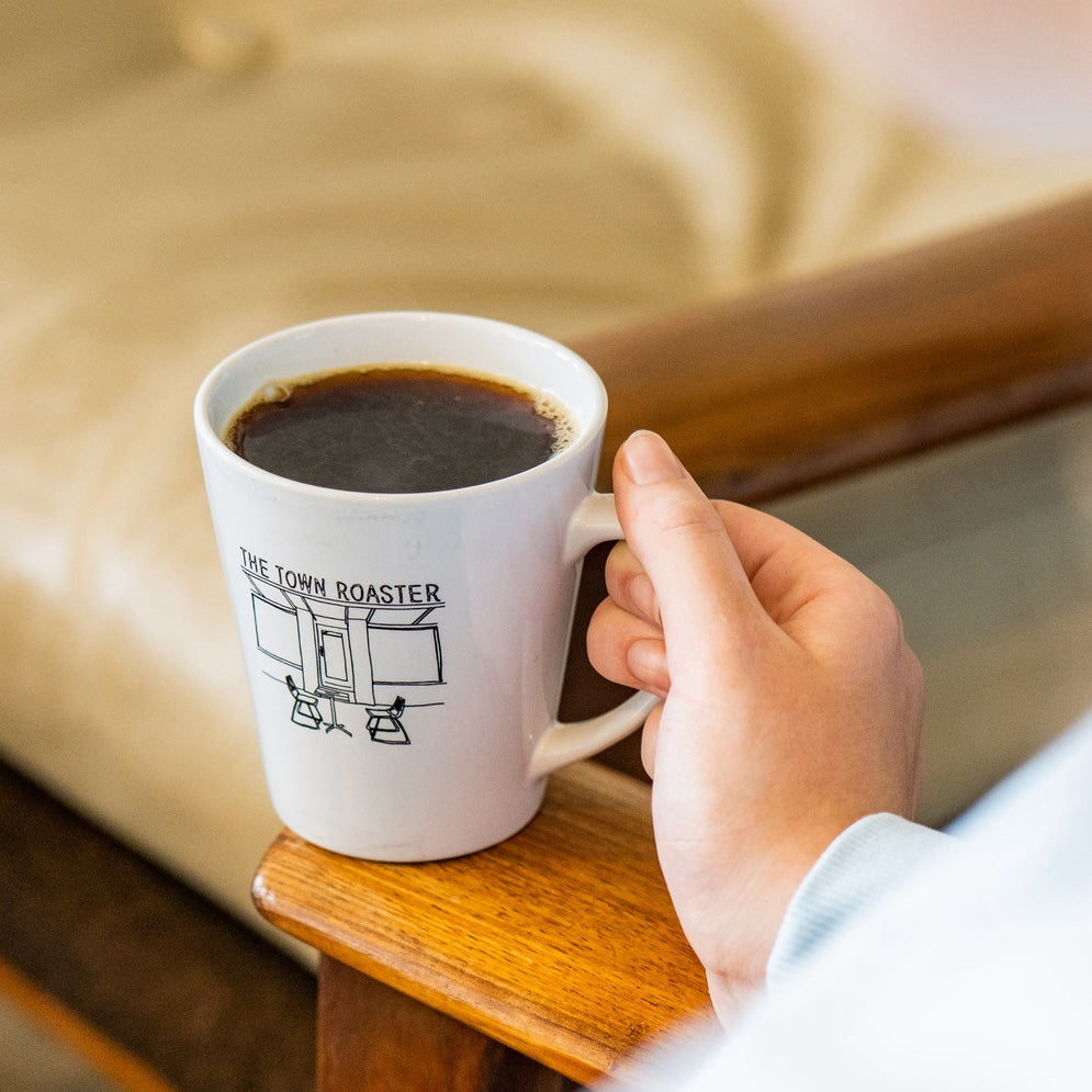 A Town Roaster mug of Batch Brew coffee