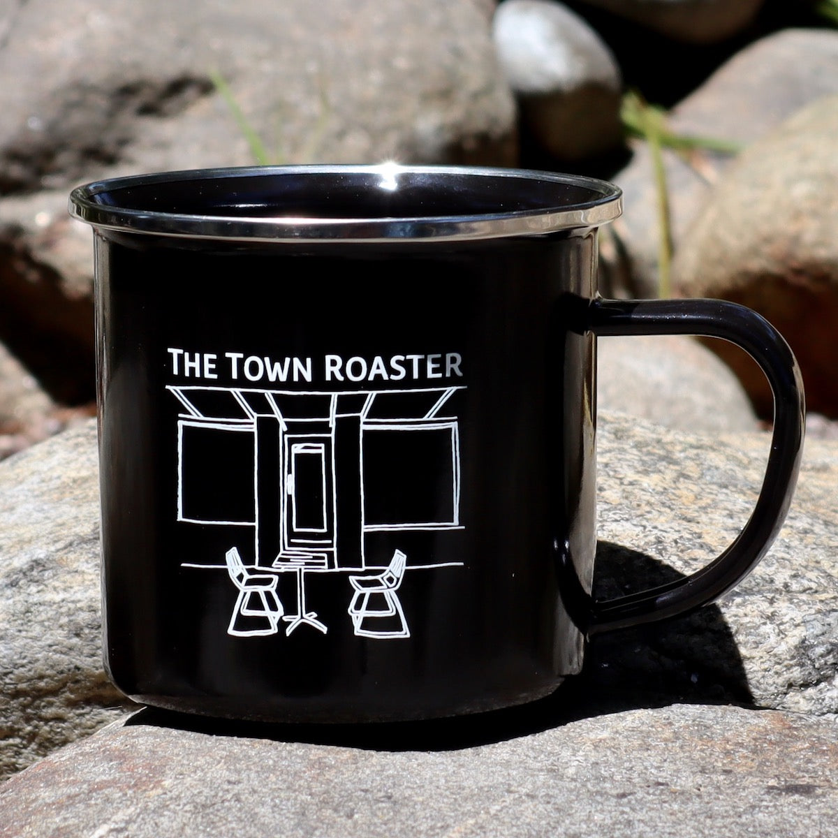 The Town Roaster black enamel Camper Mug